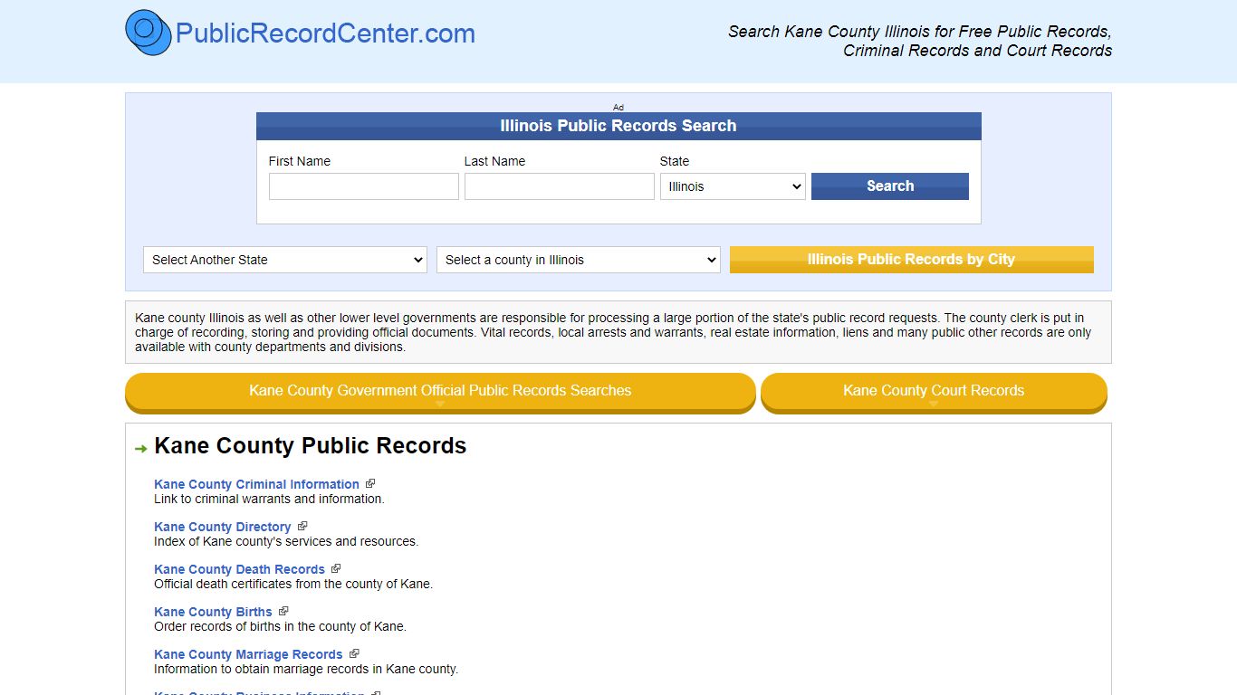 Kane County Illinois Free Public Records - Court Records ...